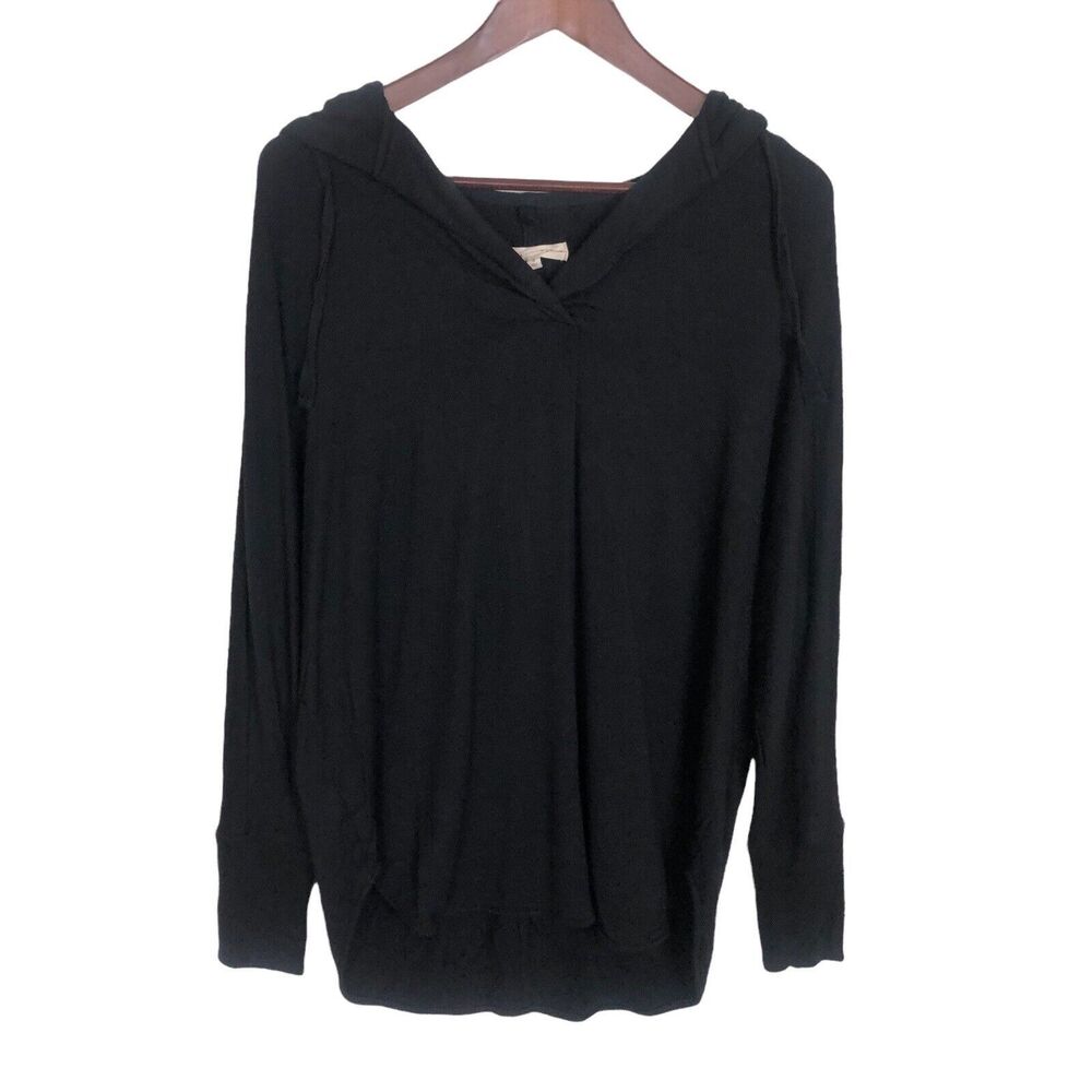 Lou & Grey Loft Black Hooded Top Women's Size Small